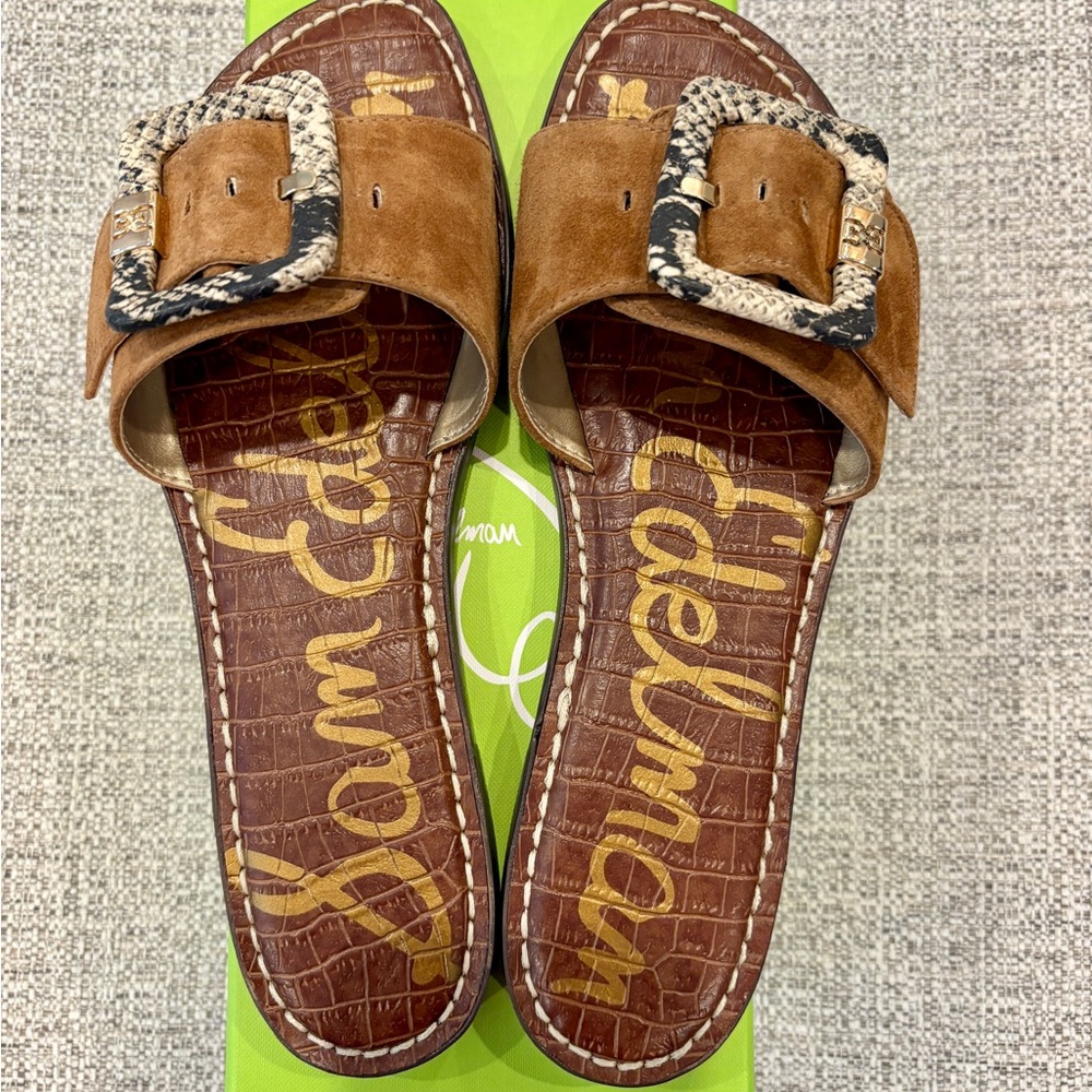 Sam Edelman Tan and Snakeskin Buckle Sandals - Picture 2 of 4
